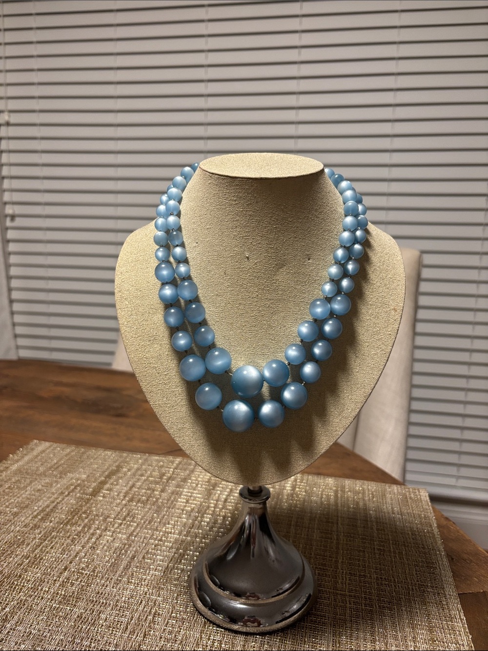 Vintage opalescent lucite bead necklace